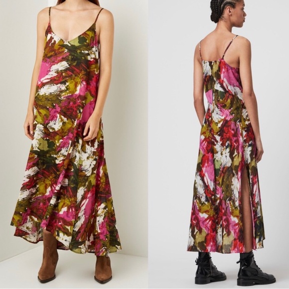 All Saints Dresses & Skirts - ALLSAINTS Essie Expressive Floral Cotton Maxi Dress Size XS